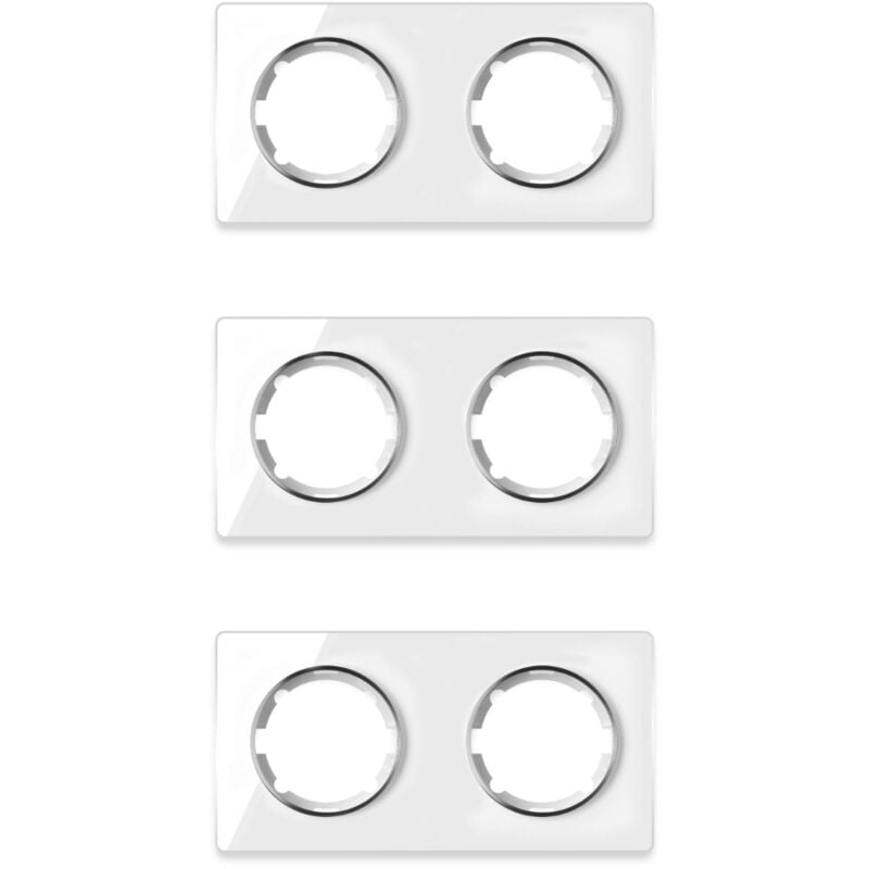 Plaque de finition Garda, en verre, horizontal, 2 postes (lot de 3) - blanc