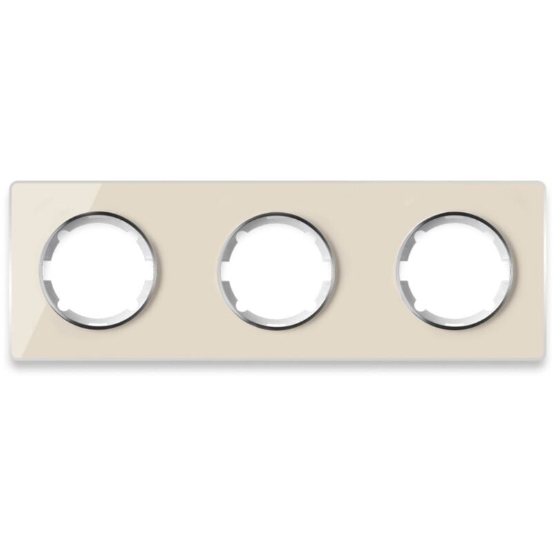 Plaque de finition Garda, en verre, horizontal, 3 postes - beige