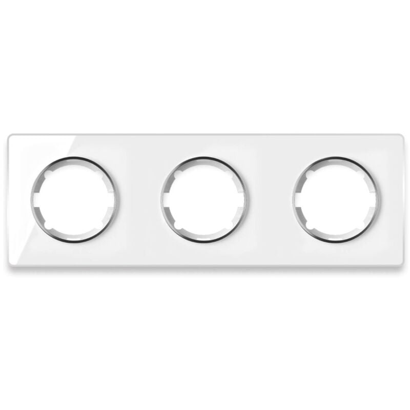 Plaque de finition Garda, en verre, horizontal, 3 postes - blanc