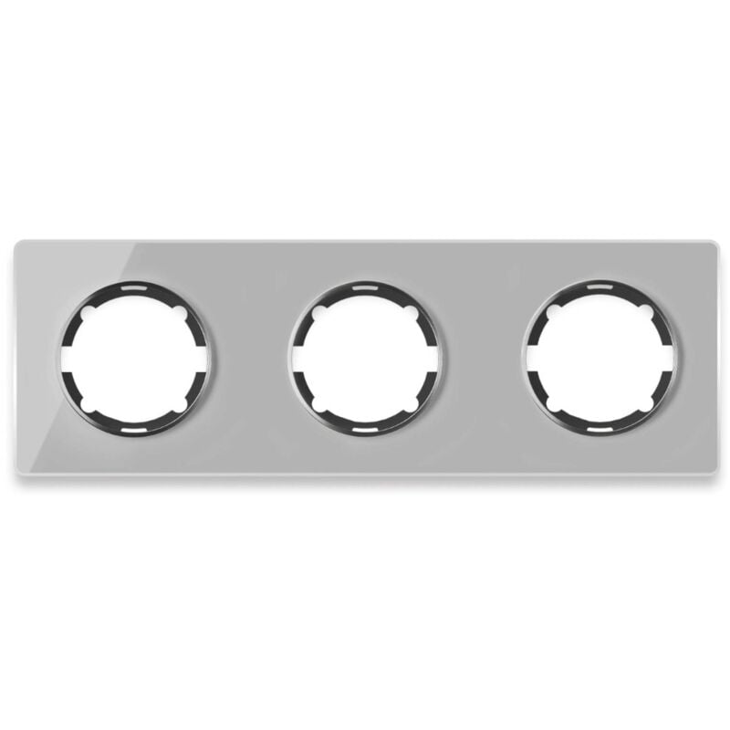 Plaque de finition Garda, en verre, horizontal, 3 postes - gris