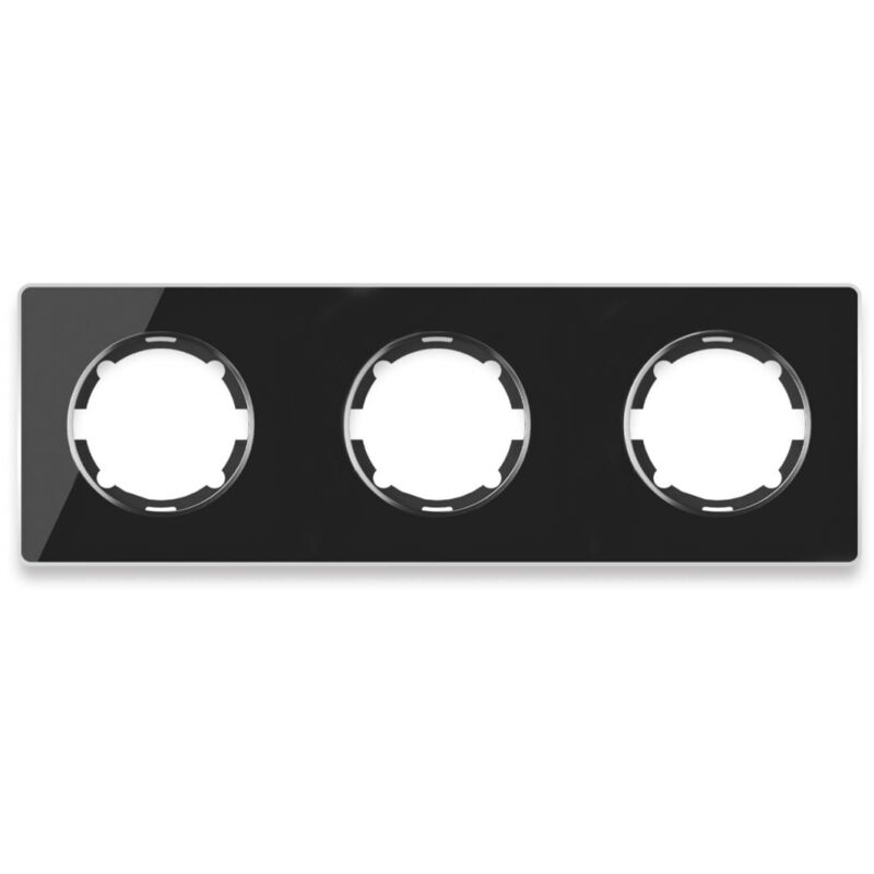 Plaque de finition Garda, en verre, horizontal, 3 postes - noir