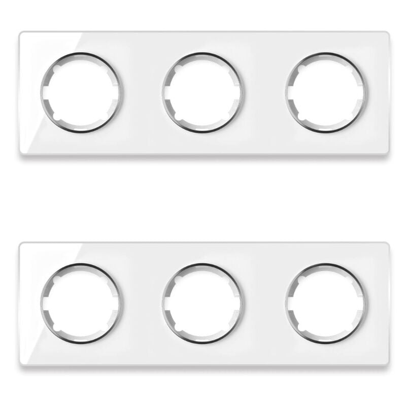 Plaque de finition Garda, en verre, horizontal, 3 postes (lot de 2) - blanc