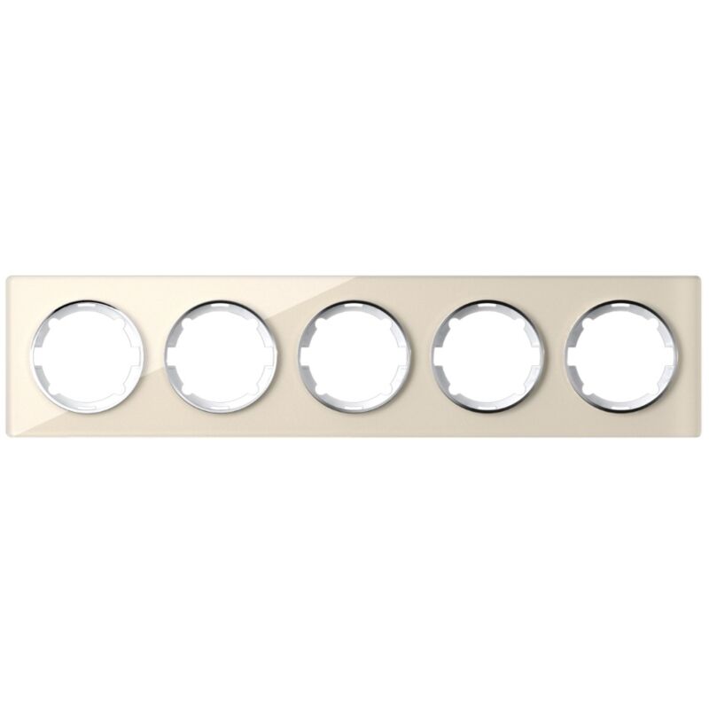Plaque de finition Garda, en verre, horizontal, 5 postes - beige