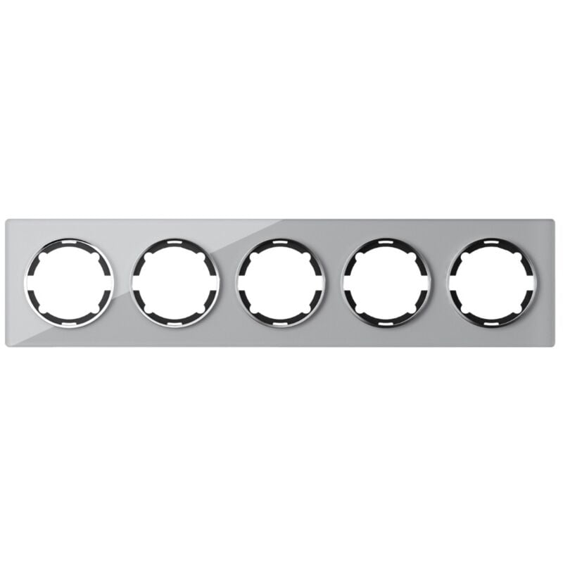 Warm-on - Plaque de finition Garda, en verre, horizontal, 5 postes - gris