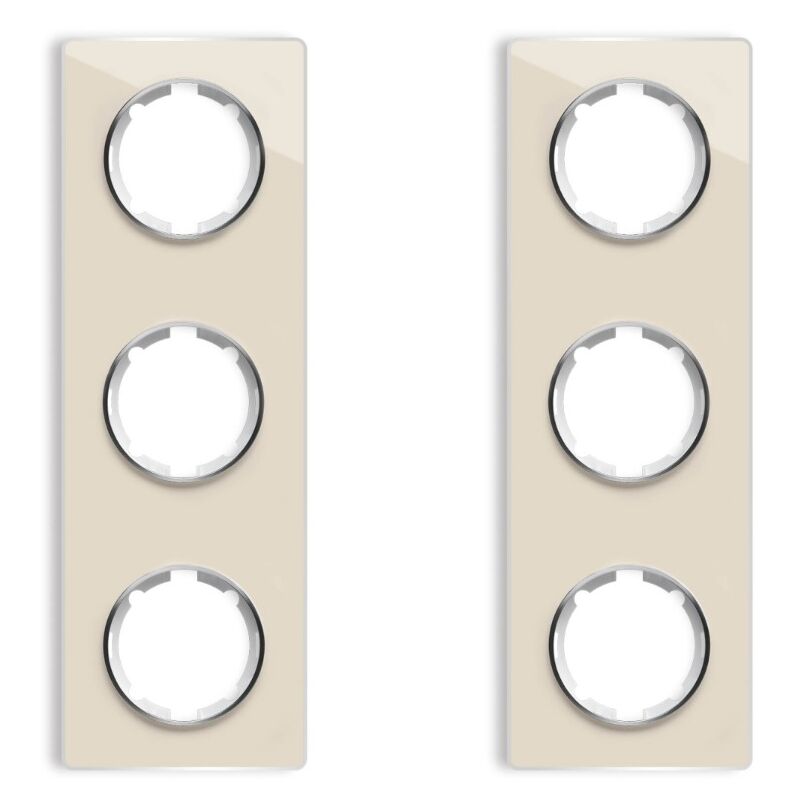 Plaque de finition Garda, en verre, vertical, 3 postes (lot de 2) - beige