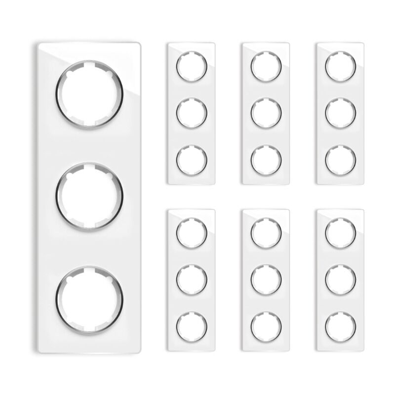 Plaque de finition Garda, en verre, vertical, 3 postes (lot de 7) - blanc
