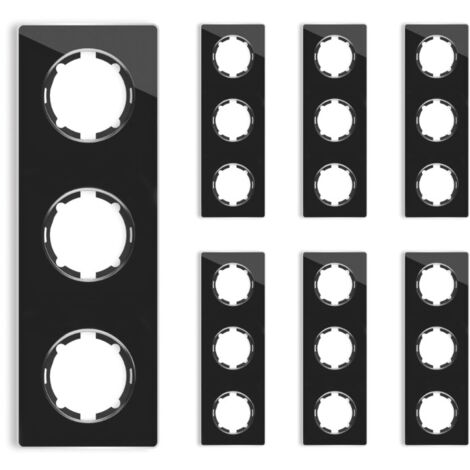 Plaque de finition Garda, en verre, vertical, 3 postes (lot de 7) - noir
