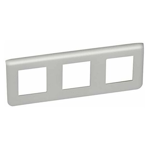 Plaque de finition gris aluminium mat 3 postes 6 modules horizontale entraxe 71mm série Mosaic LEGRAND