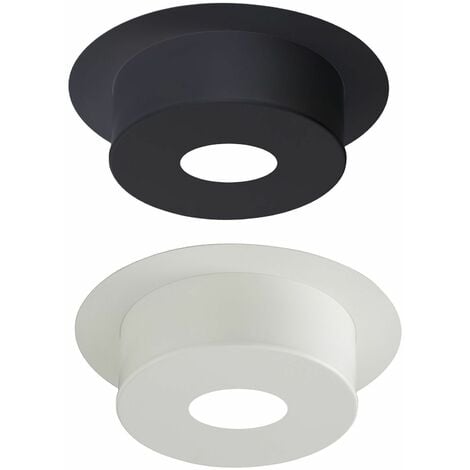 Plaque de finition pour conduit isolé inox/galva pour poêle à bois - Plaque ronde hauteur 12 cm - Diamètre : 150 mm - couleur : BLANC