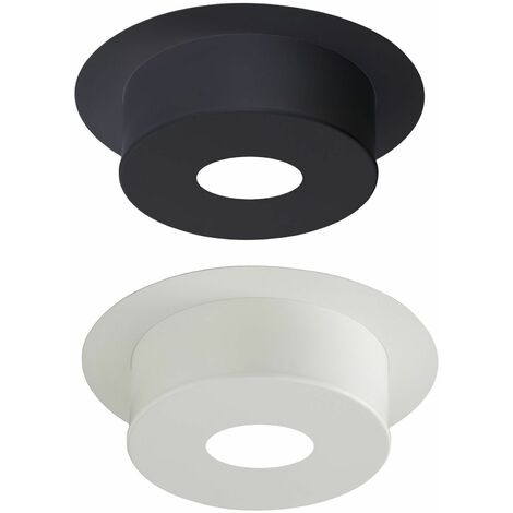 Plaque de finition pour conduit isolé inox/galva pour poêle à bois - Plaque ronde hauteur 22 cm - Diamètre : 180 mm - couleur : BLANC - Blanc