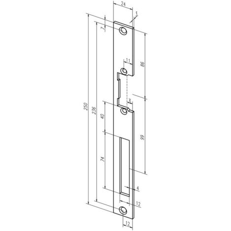 Plaque de frappe plate 338 inox ma Rect.B.24xL.250mm DIN Gauche/droit ASSA ABLOY