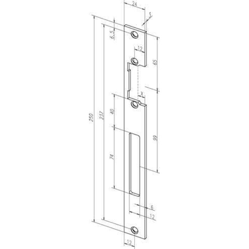 Gâche plate 690 va ma ktg.l.24xL.250mm din l/r - -69036 - Assa Abloy