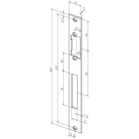 Plaque de frappe plate 691 inox ma Rect.B.25xL.250mm DIN Gauche/droit ASSA ABLOY