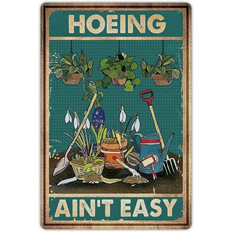 Plaque de Jardin Drôle Décoration Extérieure - Cadeau d'Jardinage Humoristique pour les Femmes Passionnées, 30 x 20 cm