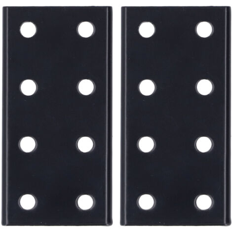 Plaque de jonction aluminium 8 trous Rectangulaire Plaque de connexion pour table et lit Noir 2Pcs Plaque d'assemblage plaque de fixation mécanique