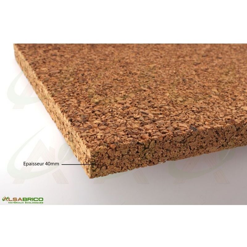 panneau de liège isolant brut, ép. 40mm - 1000 x 500mm, 5 panneaux = 2.3m²