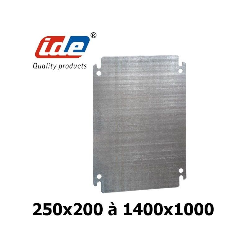 Plaque de montage en acier galvanisé pour coffret Argenta - Dimensions - (HxL) 670x450