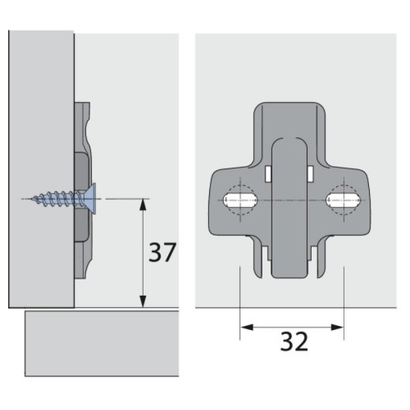 Embase cruci.à.visser D5 X10 Hettich