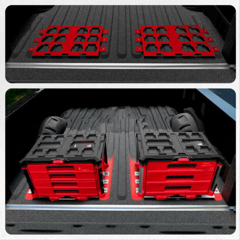 Plaque de montage pour boîte de rangement d'outils, aluminium, 34x55.5cm, rouge, avec 12 accessoires.
