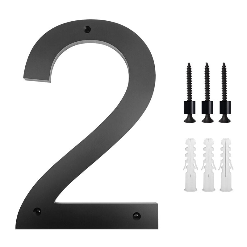 Plaque de numéro de maison 10 pouces (2, Noir) Numéros de porte modernes Plaque de signalisation Numéros d'adresse de la maison en alliage de zinc