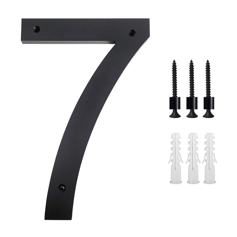 Plaque de numéro de maison 10 pouces (7, Noir) Numéros de porte modernes Plaque de signalisation Numéros d'adresse de la maison en alliage de zinc