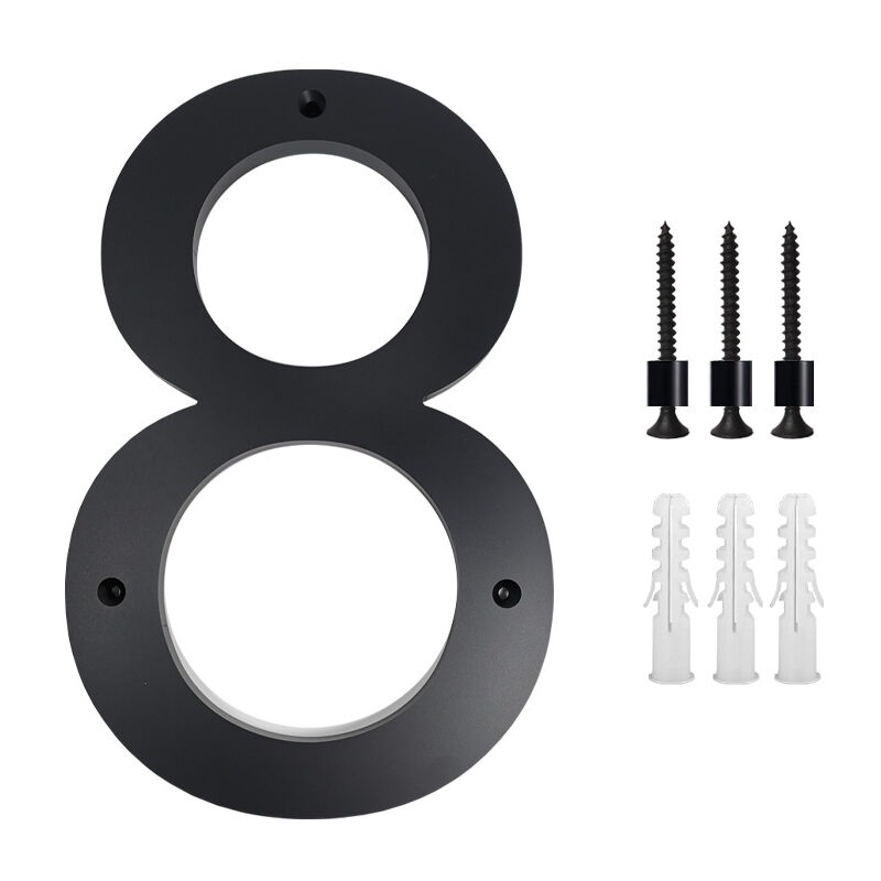 Plaque de numéro de maison 10 pouces (8, Noir) Numéros de porte modernes Plaque de signalisation Numéros d'adresse de la maison en alliage de zinc