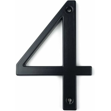 Plaque de numéro de maison 4 pouces (10 cm) Numéros de porte modernes Plaque de signalisation Numéros d'adresse de la maison en alliage de zinc (4, Noir)