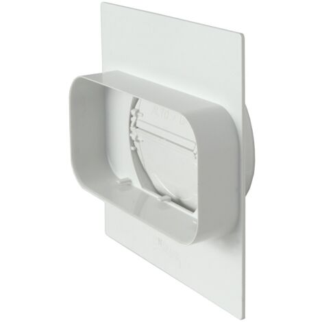 Plaque de passage de mur pour tube ventilation rond Ø100 à rectangulaire 150x70 – Clapet anti-retour – Garniture incluse – La Ventilazione