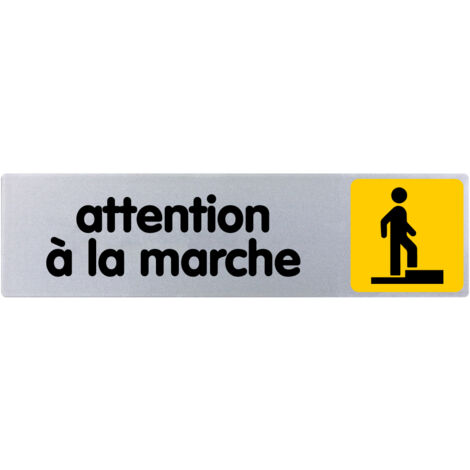 Plaque de porte Attention à la marche - couleur 170x45mm - 4032603