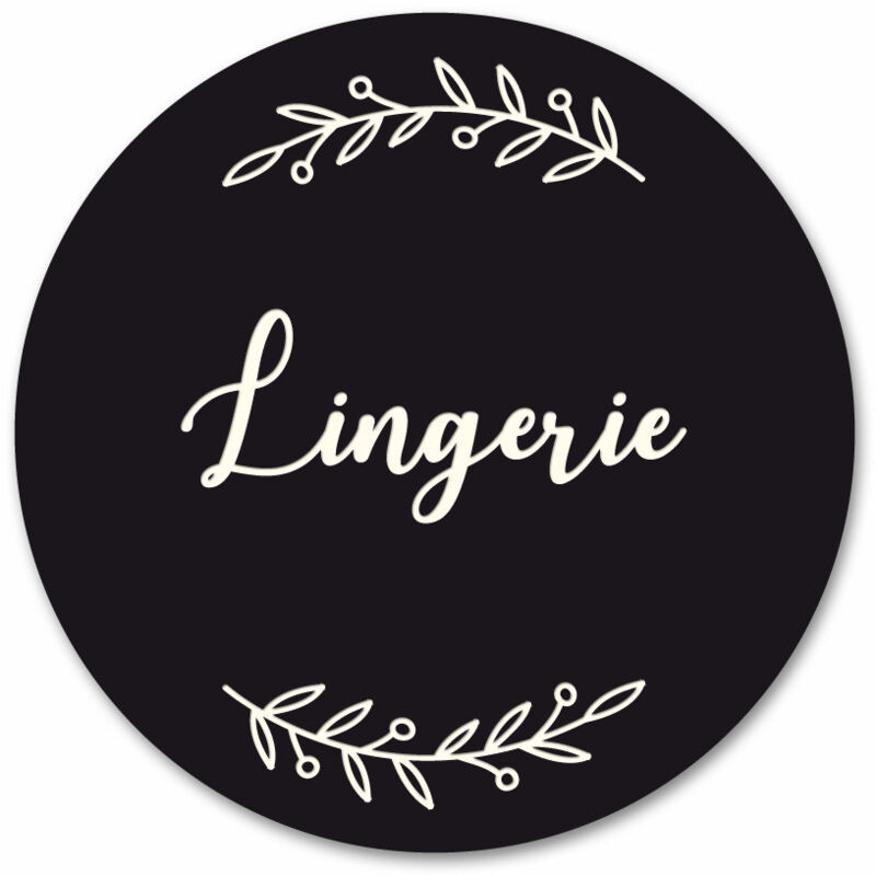 Adzif.biz Le Sticker De Decoration - Plaque de Porte Autocollante pvc Gravé Noir Blanc Ronde- - Lingerie