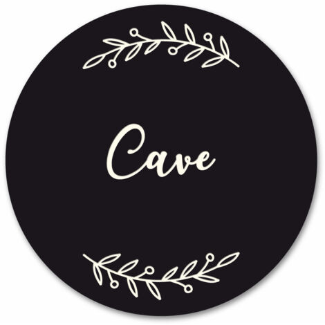 Plaque de Porte Autocollante PVC Gravé Noir Blanc Ronde.-  - Cave