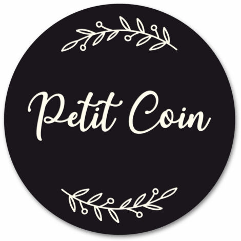 Plaque de Porte Autocollante PVC Gravé Noir Blanc Ronde.-  - Petit Coin