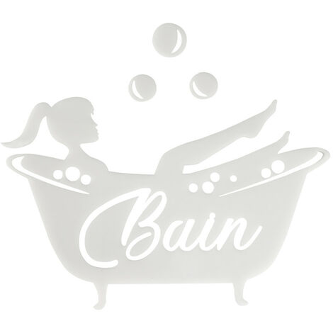 Plaque de Porte Bain.- Plexi blanc -