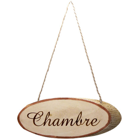 Plaque de porte chambre en rondin de bois