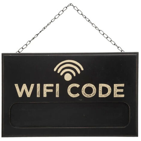 Plaque de Porte Déco "Wifi Code" 35cm Noir