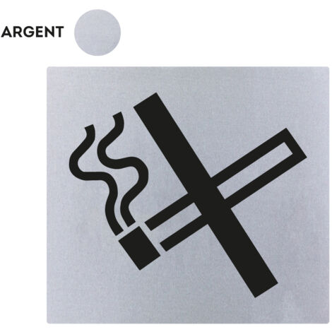 Plaque de porte Défense de fumer - Classique argent 90x90mm - 4330150