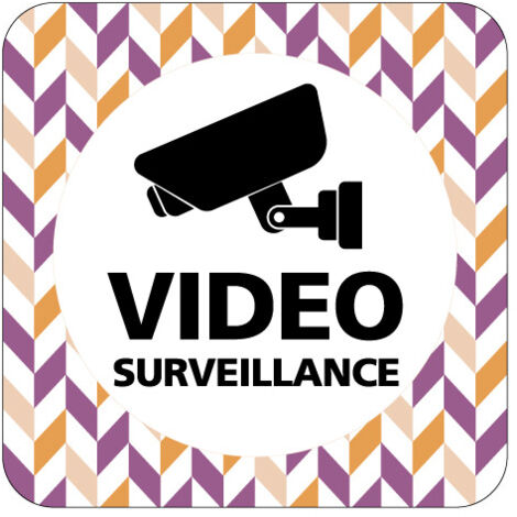 PLAQUE DE PORTE DESIGN SPHERE VIDEOSURVEILLANCE .- Milky -