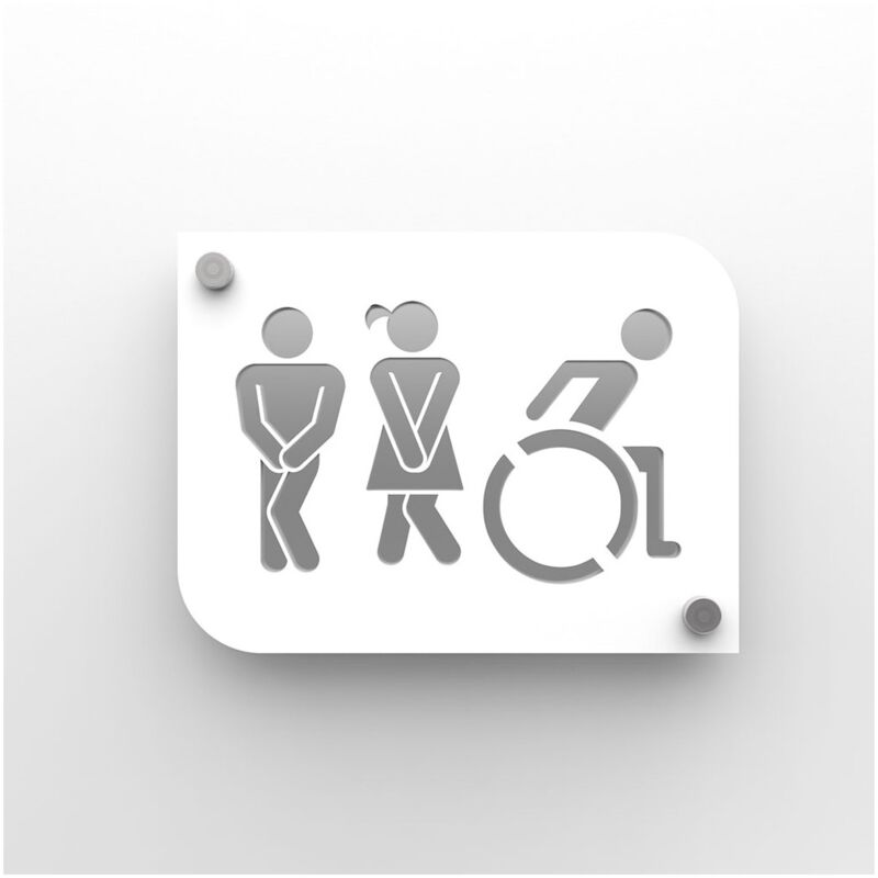 Decoho - Plaque de porte design toilettes trio hommes / femmes / handicapés pmr