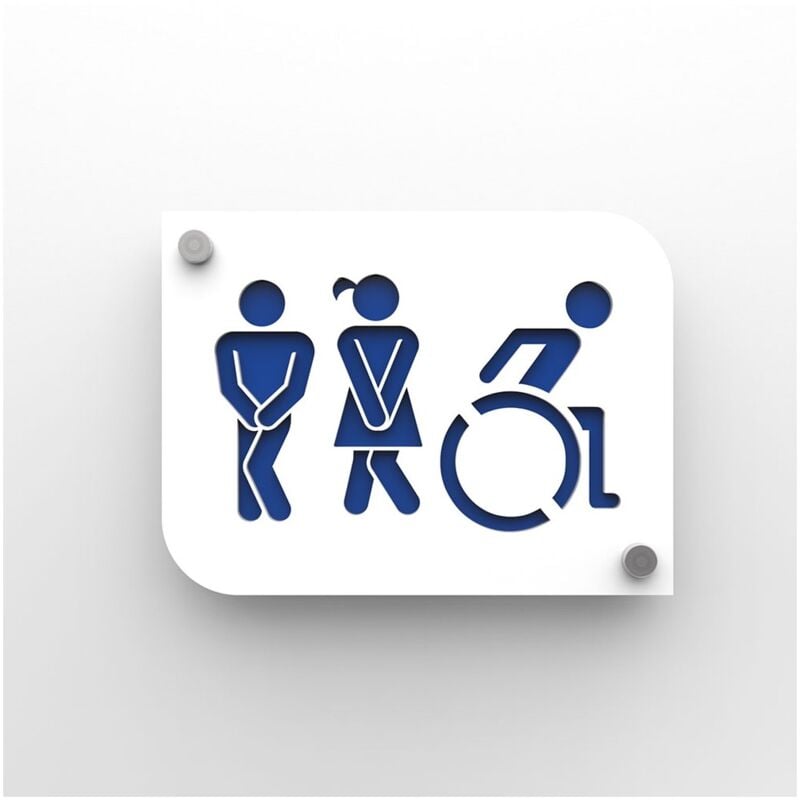 Decoho - Plaque de porte design toilettes trio hommes / femmes / handicapés pmr