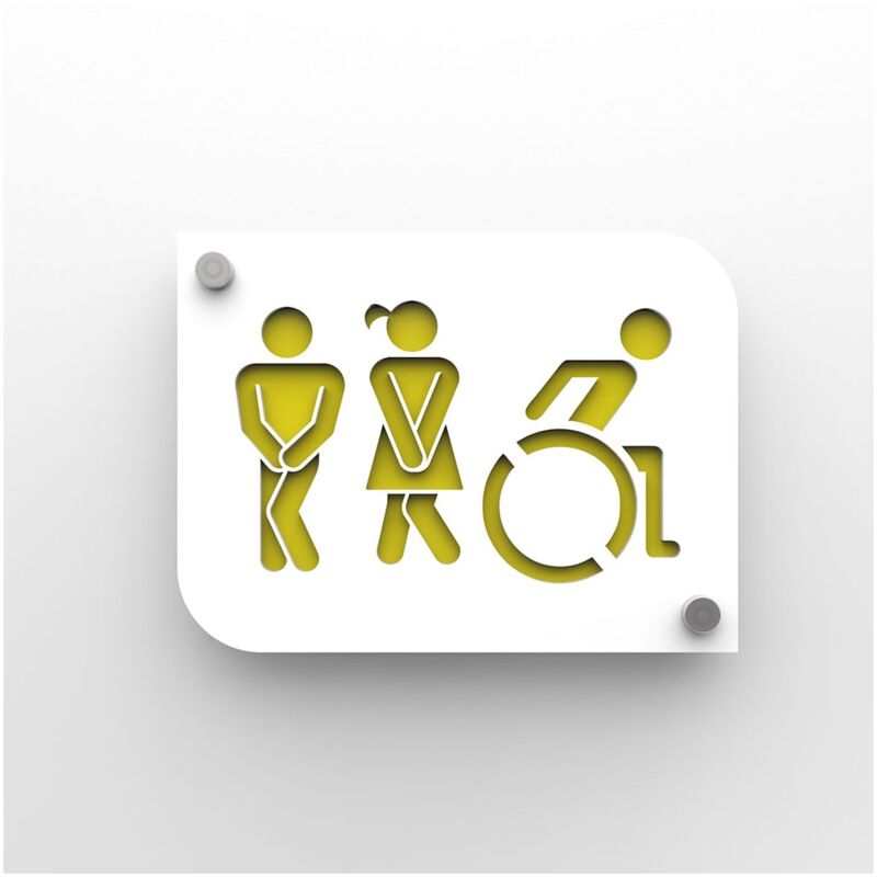 Decoho - Plaque de porte design toilettes trio hommes / femmes / handicapés pmr