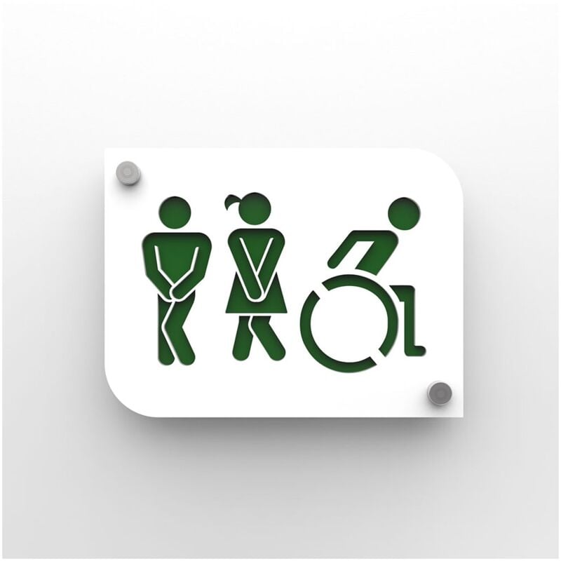 Decoho - Plaque de porte design toilettes trio hommes / femmes / handicapés pmr