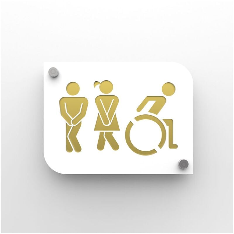 Decoho - Plaque de porte design toilettes trio hommes / femmes / handicapés pmr
