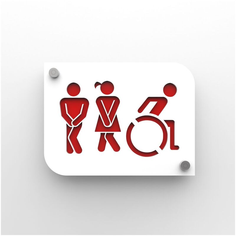 Decoho - Plaque de porte design toilettes trio hommes / femmes / handicapés pmr