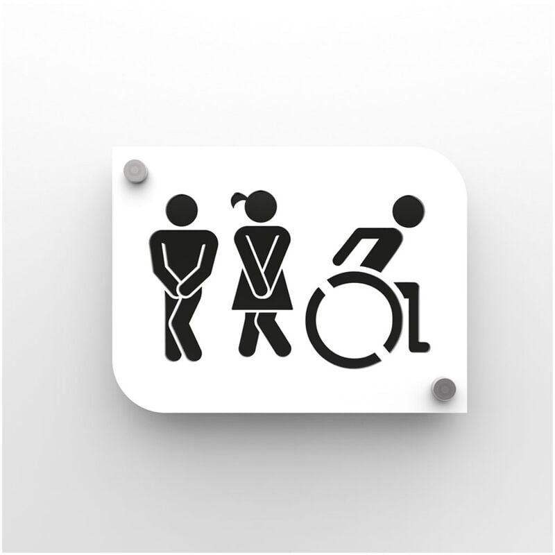 Decoho - Plaque de porte design toilettes trio hommes / femmes / handicapés pmr