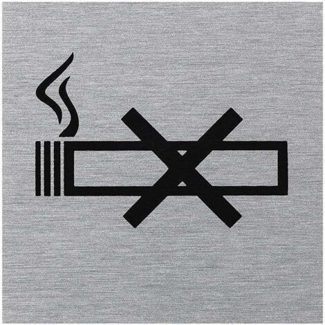 Plaque de porte en aluminium "pictogramme non fumeur" 60x60mm