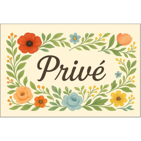 Plaque de Porte Fleurie en Métal  Privé