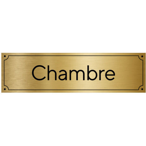 Plaque de porte gravée pour Chambre en pvc aspect argent brossé ou or brossé .- Or brossé -