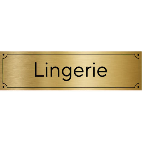 Plaque de porte gravée pour Lingerie en pvc aspect argent brossé ou or brossé .- Or brossé -