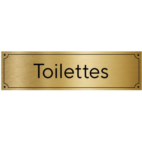 Plaque de porte gravée pour Toilettes en pvc aspect argent brossé ou or brossé .- Or brossé -