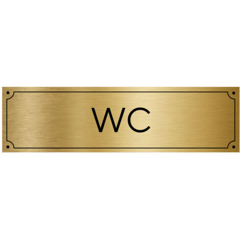Plaque de porte gravée pour WC en pvc aspect argent brossé ou or brossé .- Or brossé -